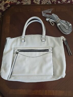 Maurices Urban Expressions White Top-Handle Tote with Front Zip Pocket